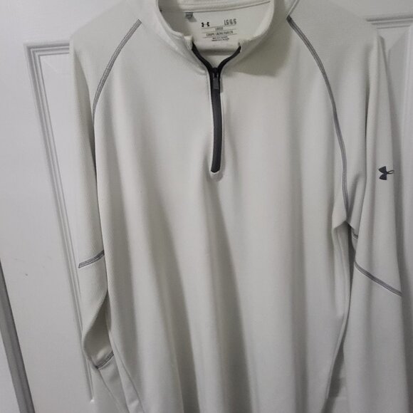 Men's Under Armour 1/4 zip up white size - Large - great condition! $20 - Picture 1 of 4